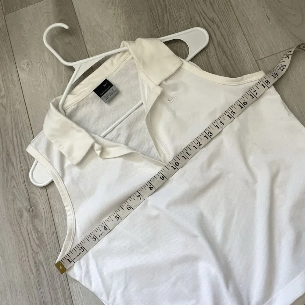 Vintage Nike Polo Tank crop workout womens White medium y2k sporty retro preppy